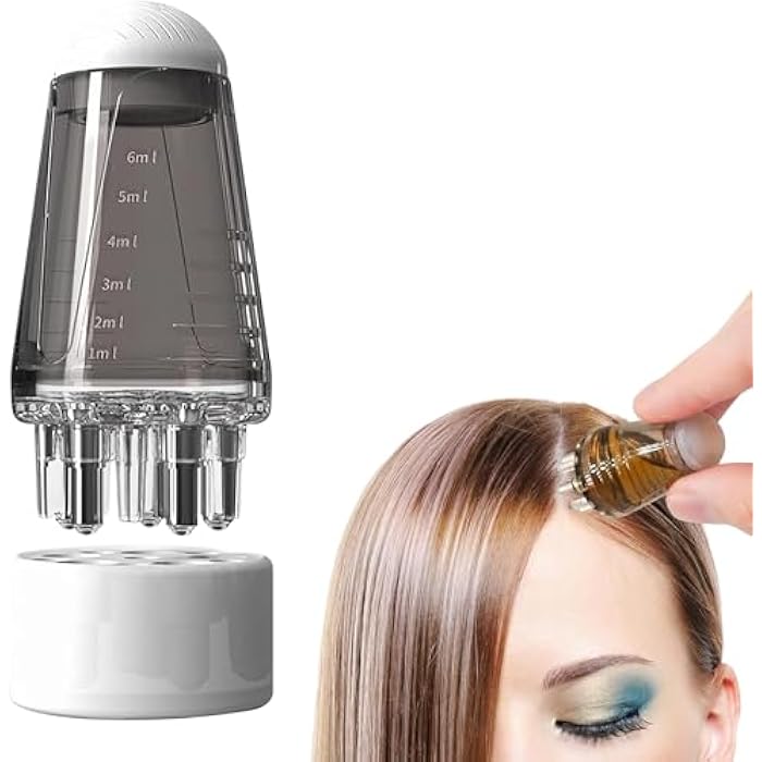 Goodern Hair Oil Applicator,Dual Application Scalp Oil Comb Applicator Hair Root Comb Bottle Bathroom Ball Hair Oil Applicator Home Essential Oil Bottle Hair Care Accessory for Various Liquids- Grey - Image 1